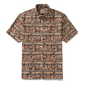 Men's wrinkle-free short sleeve Hawaiian shirt with brown and multi-color Egyptian mural print