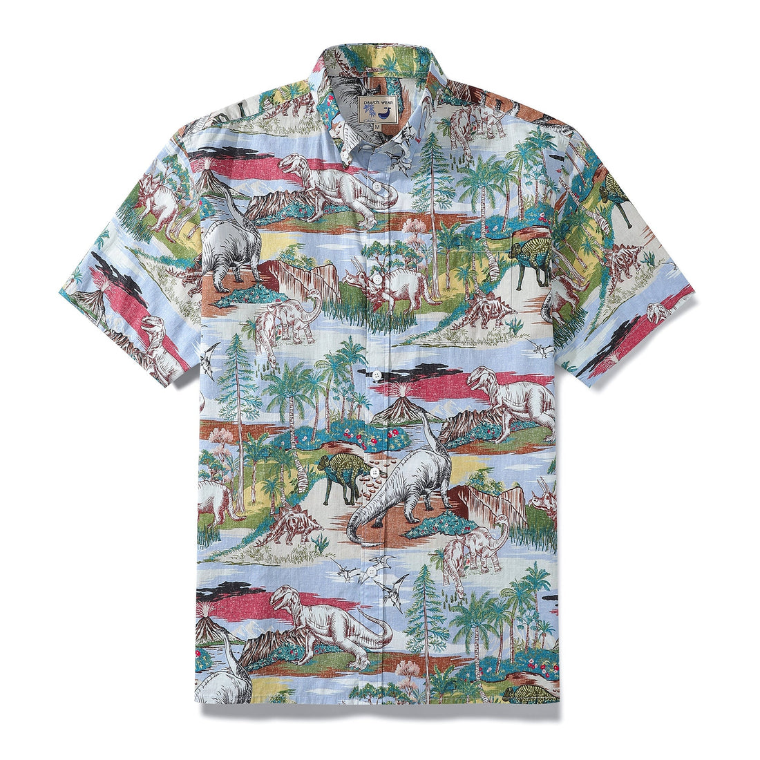 Men's Hawaiian shirt with vintage dinosaur print