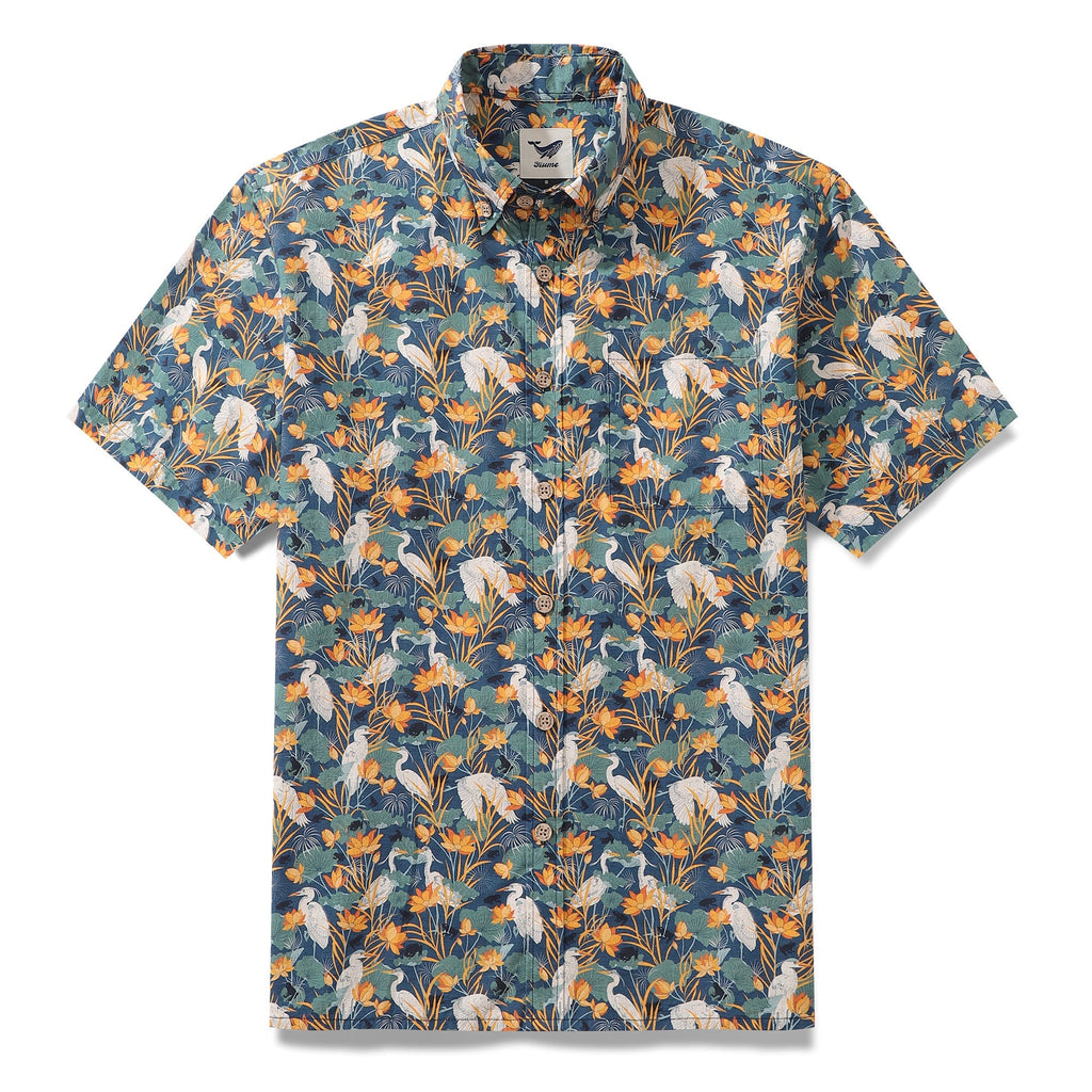 Men's short sleeve Hawaiian shirt featuring By the Pond artistic print by Cassandra O'Leary