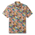 Men's 100% cotton coral reef print button-down shirt in short sleeve style