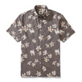 Men's 1920s vintage style brown cotton short sleeve Aloha button-down shirt