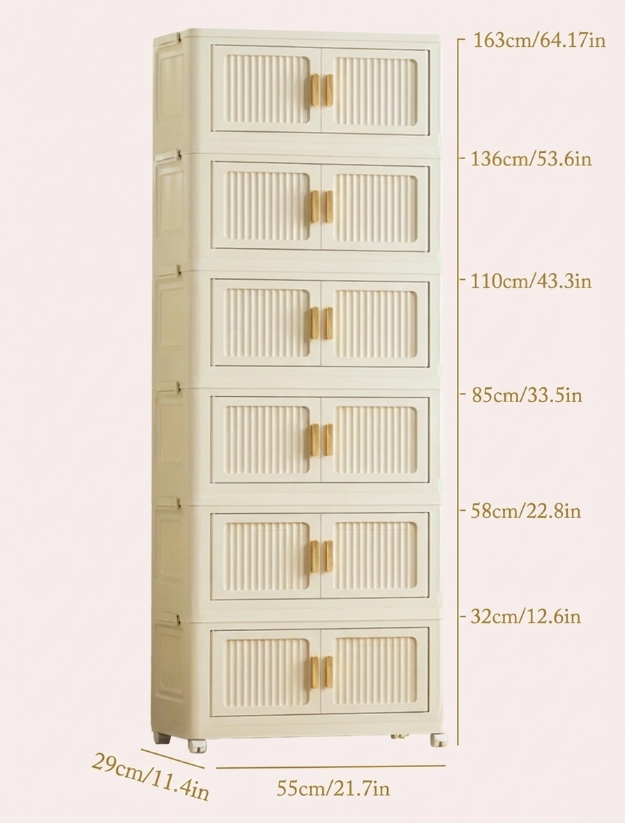 Foldable Rolling Storage Bin Cabinet Large Capacity Organizer