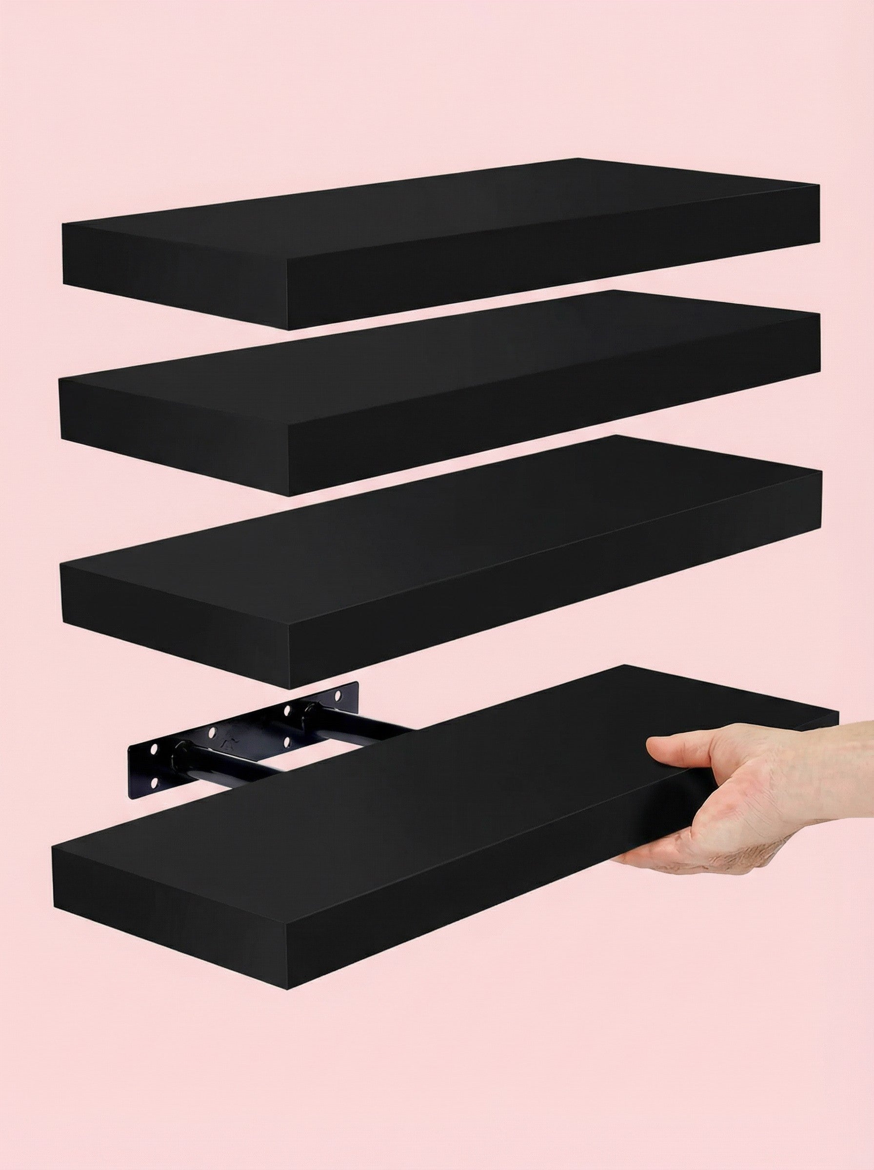 Set of 4 Modern Floating Shelves - 15.8 Inch Wall Storage Unit
