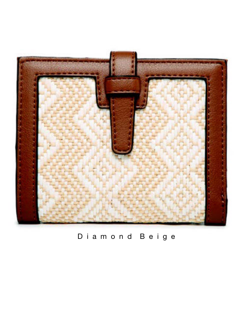 Geometric Leather Wallet - Minimalist Bohemian Small Zip Purse