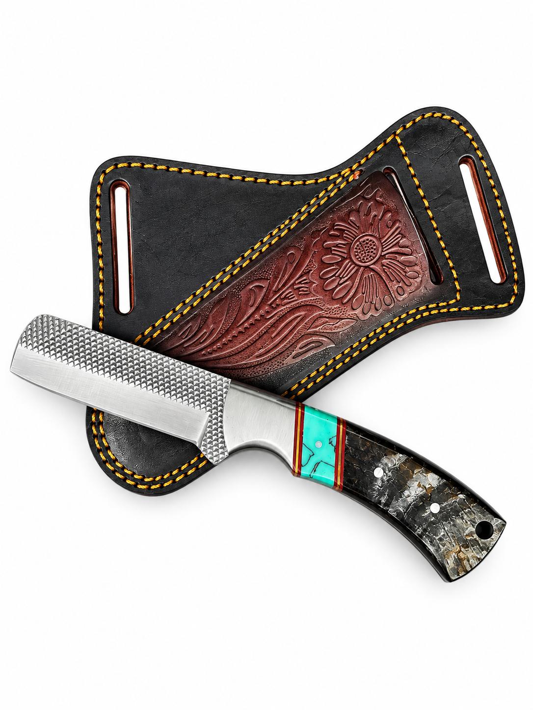 Titan "Sierra Turquoise" Ram Horn Skinner | High Carbon RASP Steel Blade, Turquoise Inlay TIK-007