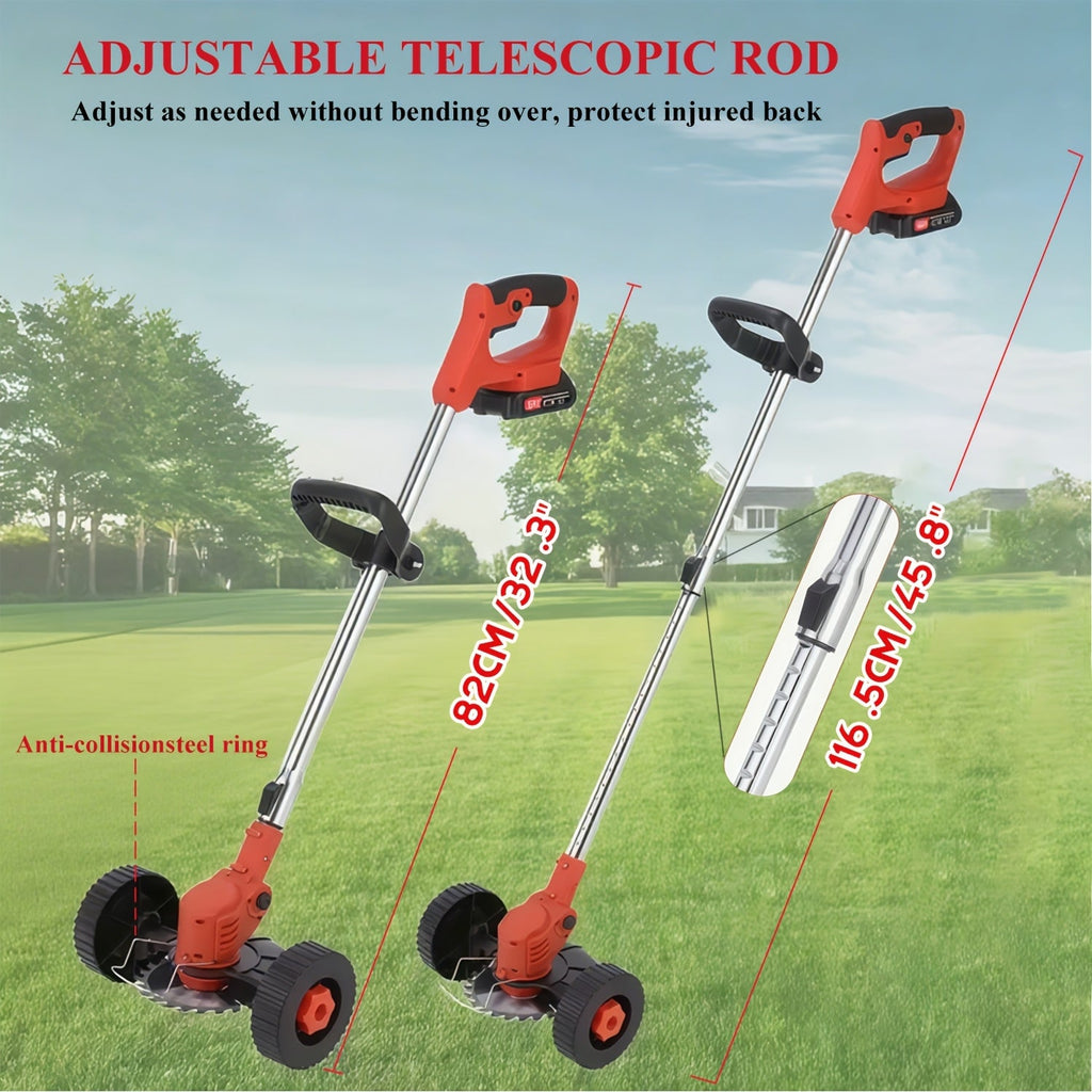 Cordless Electric Lawn Mower 21V with 2 Batteries and 3 Blades