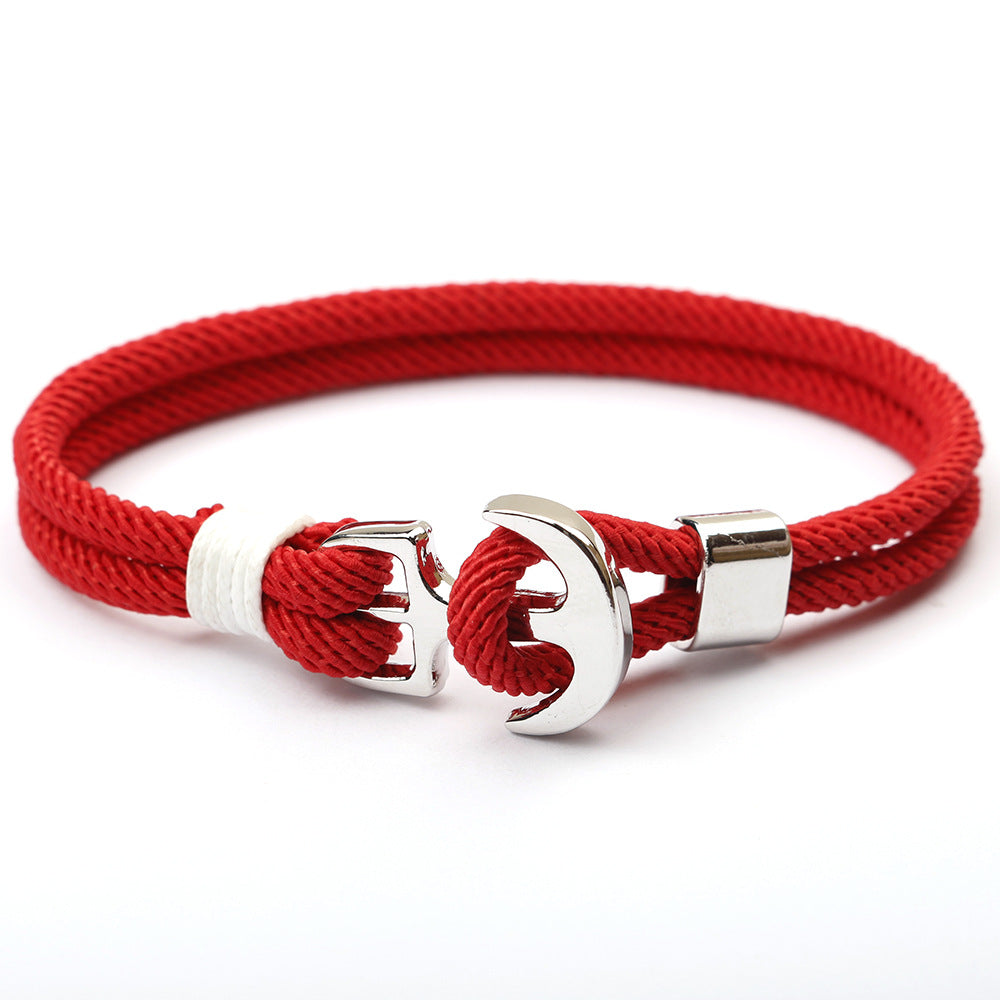 Multilayer Nautical Anchor Rope Charm Bracelet for Men and Women