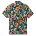 Men's botanical butterfly floral print Hawaiian shirt in green