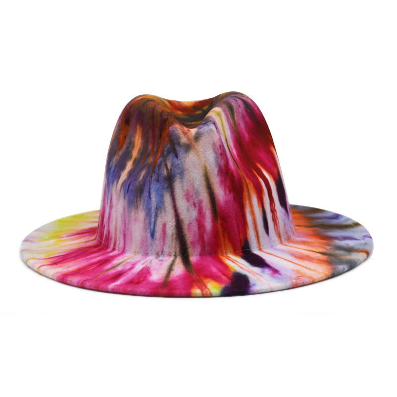 Two-Tone Retro Fedora Hat Wide Brim Unisex Jazz Cap 56-58cm