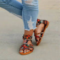 Women's Retro Leather Flat Sandals with Arch Support