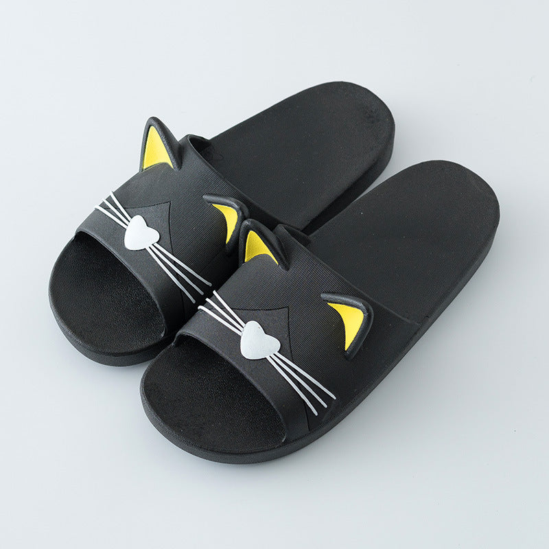 Women’s Kawaii Cat Platform Slide Sandals – Soft Sole Beach Slippers