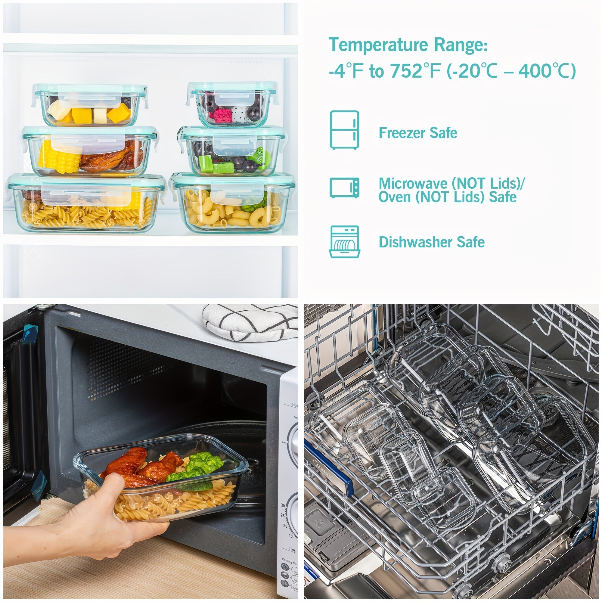 16-Piece Glass Food Storage Set with Airtight Lids for Kitchen