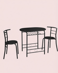 3-Piece Minimalist Dining Set with Wood Table and Metal Chairs