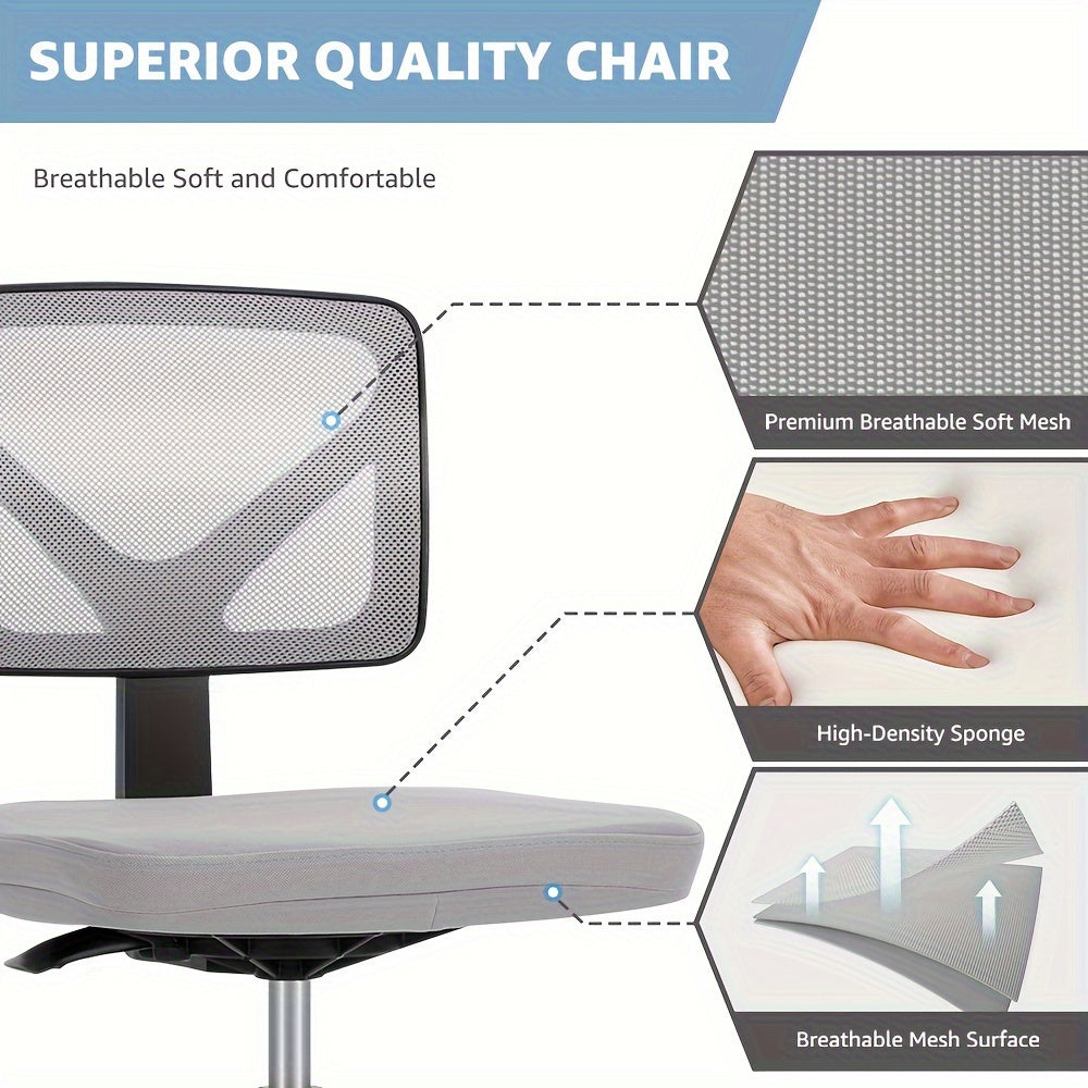 Ergonomic Armless Mesh Swivel Office Desk Chair with Wheels