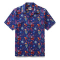 Men's blue, red, orange, and yellow Sea Trek print cotton camp collar shirt