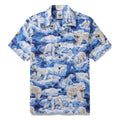 Men's camp collar Hawaiian shirt with polar bear and ice print
