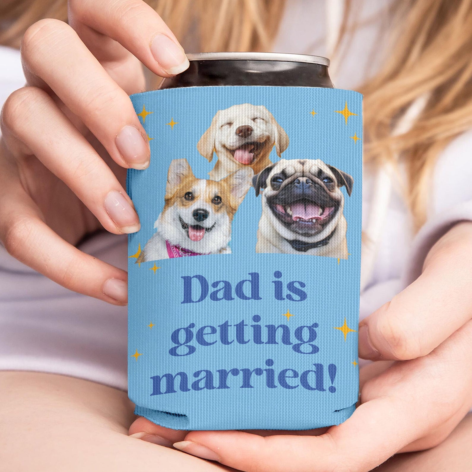 Personalized Dad Is Getting Married Can Cooler | Custom Dog Face Father’s Day Gift | Can Cooler Gift For Dad 682428