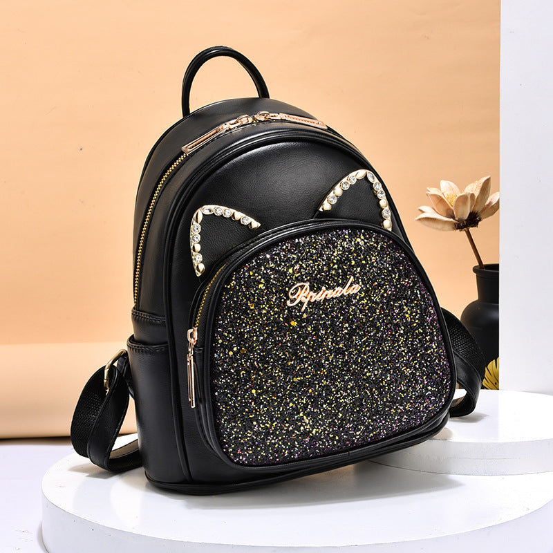 Large-capacity PU leather business backpack for women with adjustable straps