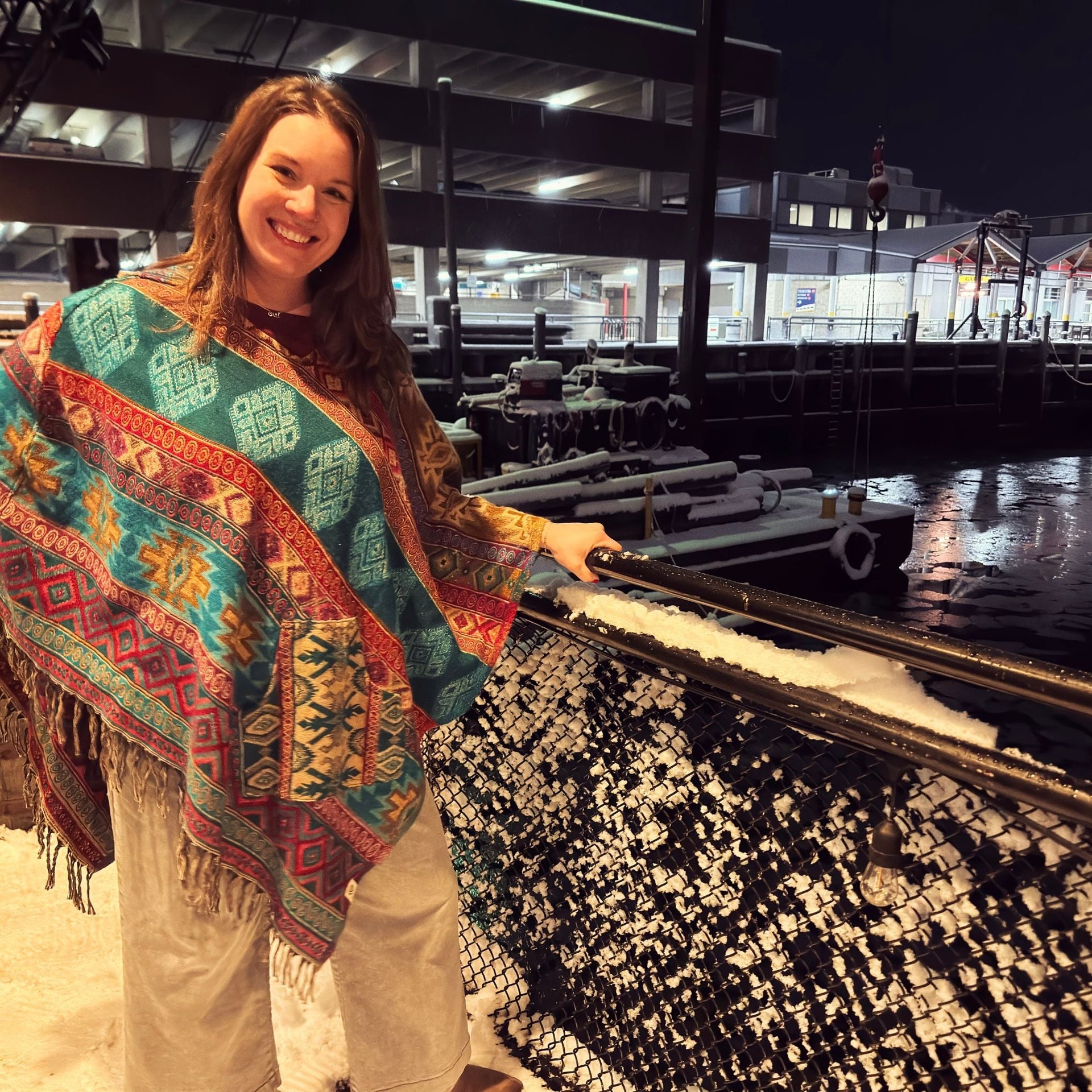 Nanda Hooded Poncho: Warm Wool Blend Boho Style Outerwear