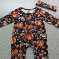 Baby Girl Floral Print Ruffle Playsuit with Headband