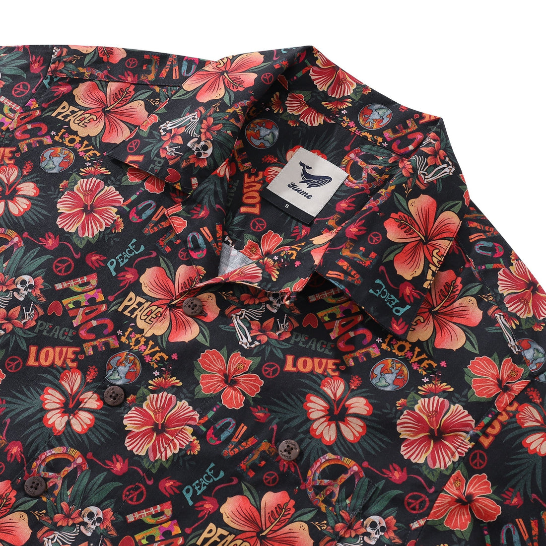 Men's Musical Hibiscus Cotton Camp Collar Aloha Shirt