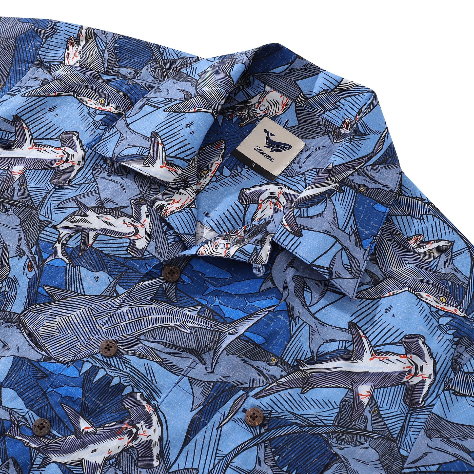 Sharks in Schools Graphic Camp Collar Hawaiian Shirt