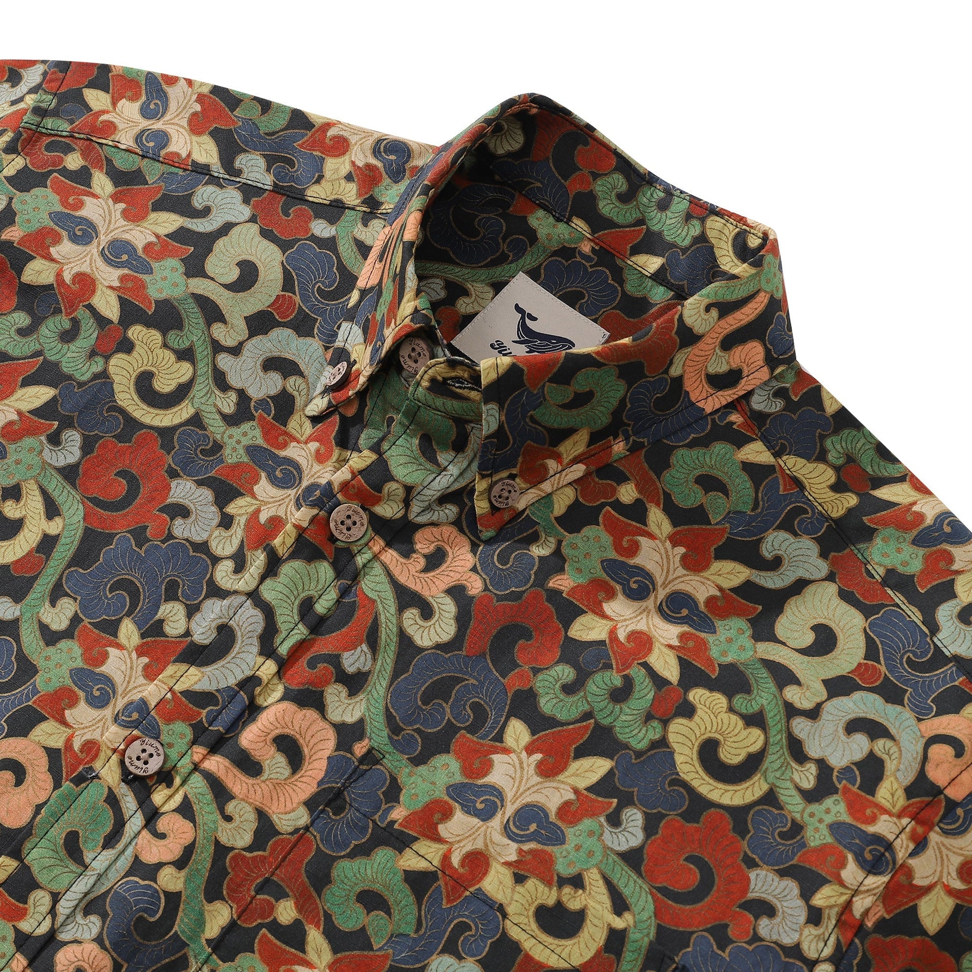 Men's Nightfall Garden Print Cotton Short Sleeve Aloha Shirt