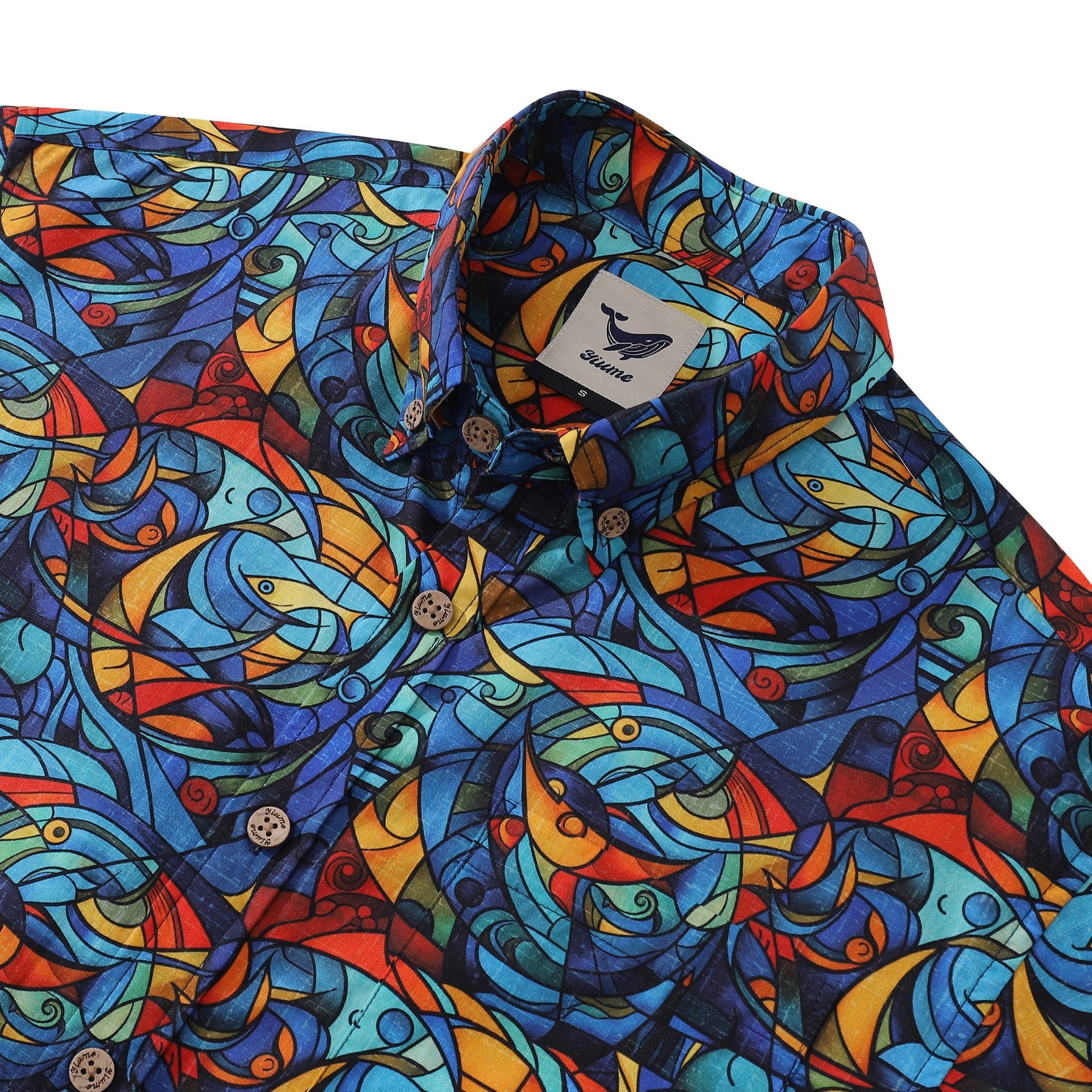 1960s Vintage Men's Cubism Print Cotton Hawaiian Aloha Shirt
