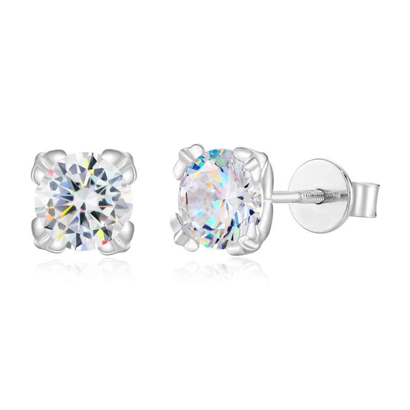 Classic Sterling Silver Moissanite Stud Earrings