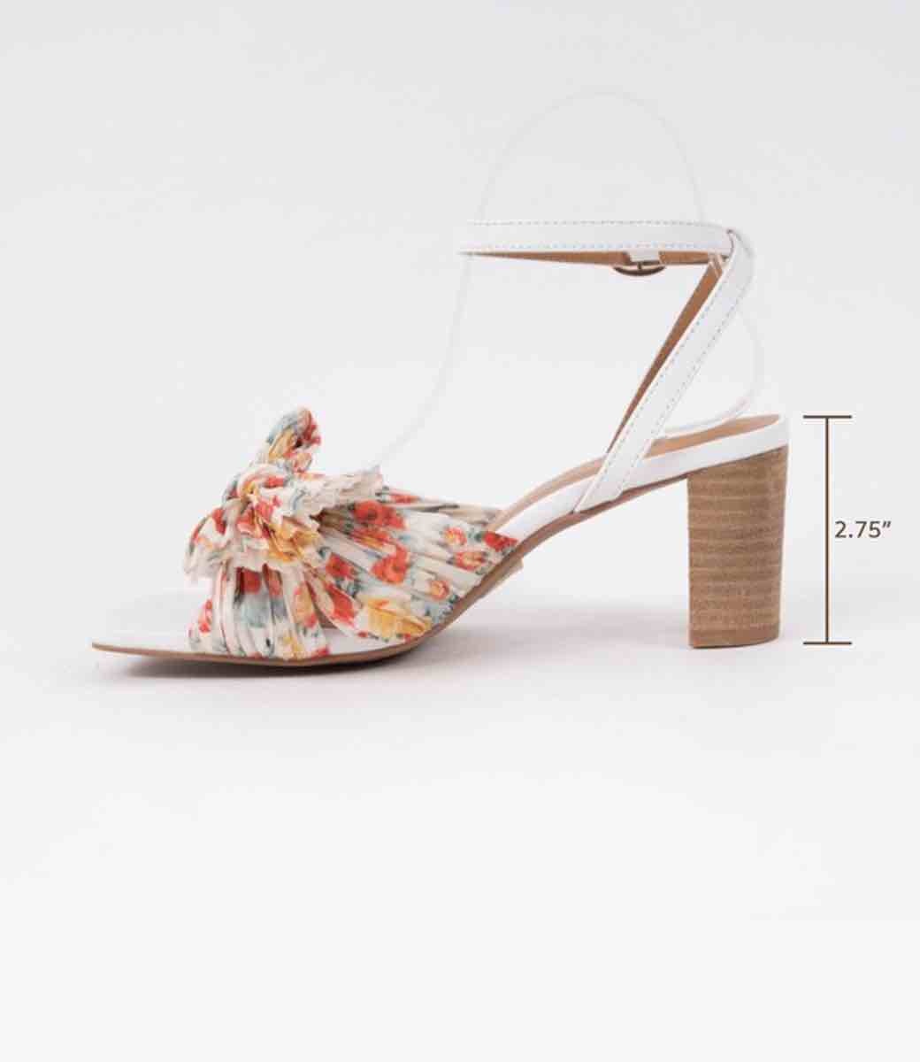 Floral Print Heels - Feminine White Stiletto Sandals