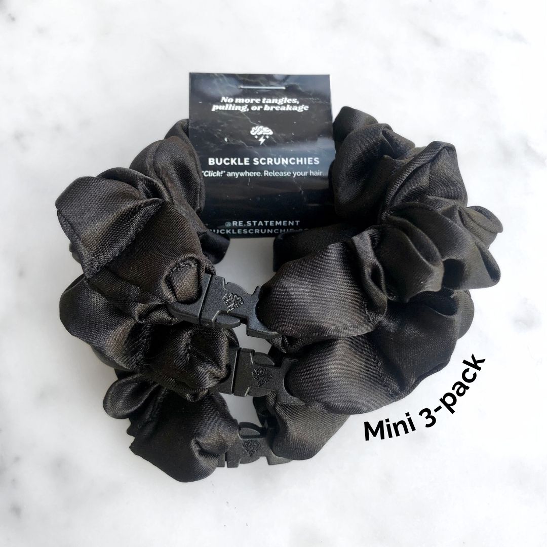 MINI 3-Pack Neutral Buckle Scrunchies Bundle - No Snagging, No Tangles