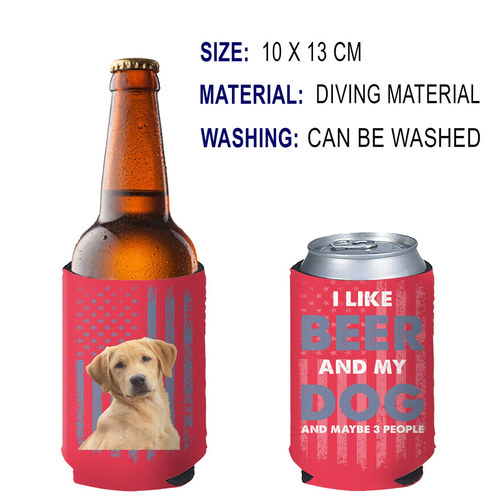 Personalized Dog Photo US FLAG Can Cooler | Custom Dog Name Can Cover | Can Sleeve For Drink 682386