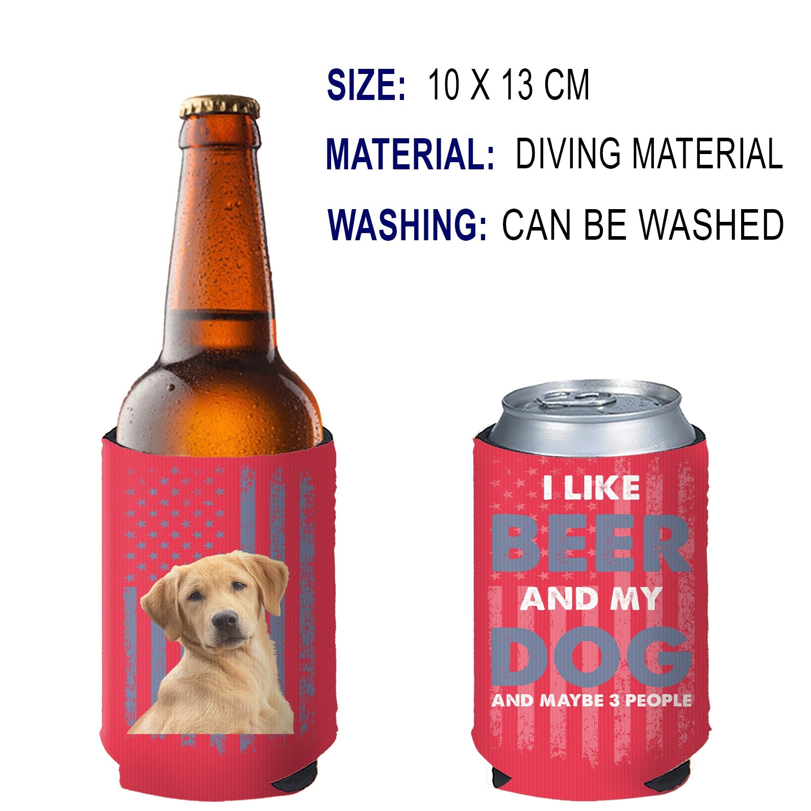 Personalized Dog Photo US FLAG Can Cooler | Custom Dog Name Can Cover | Can Sleeve For Drink 682386
