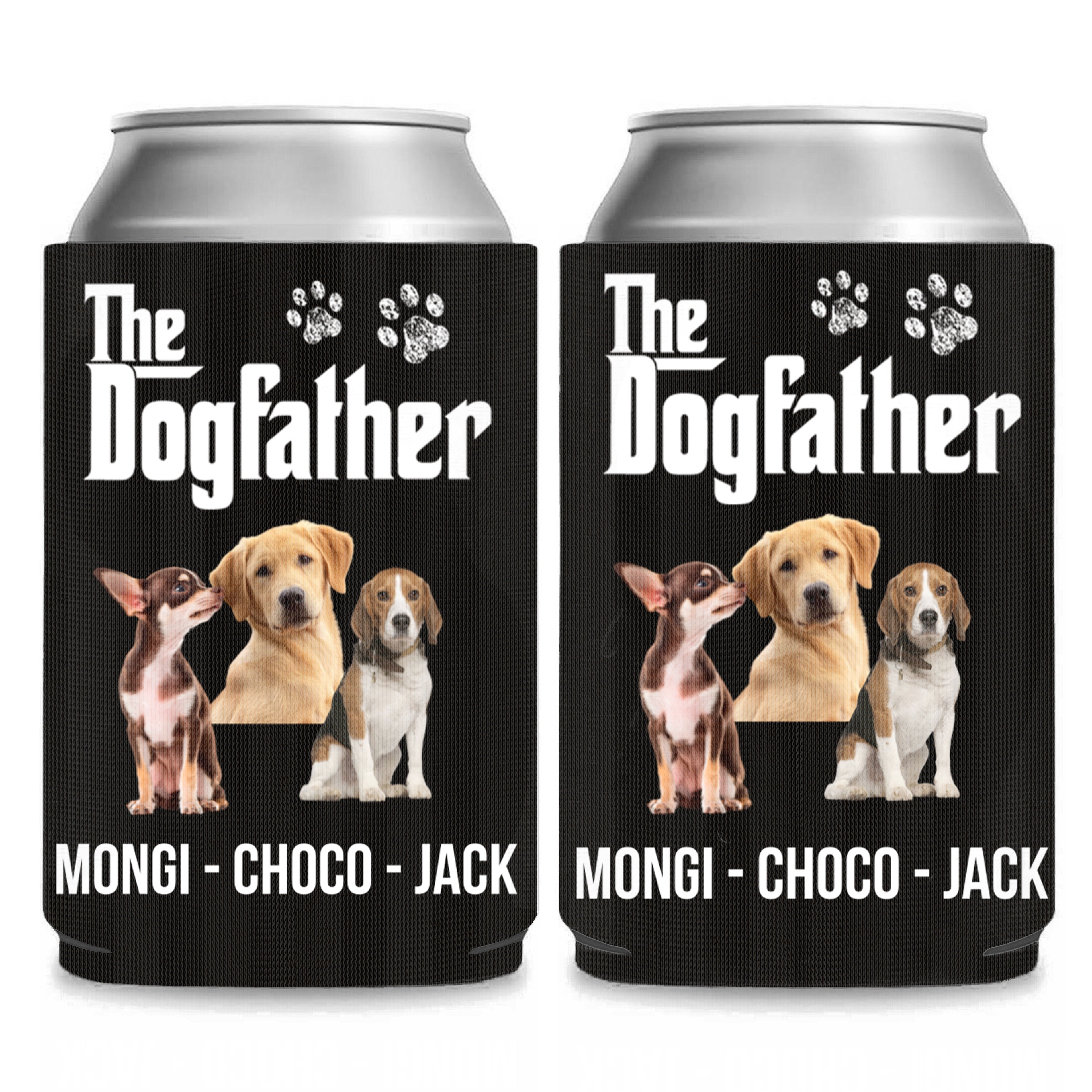 Personalized The Dogfather Can Cooler | Custom Dog Photo Can Holder | Gift for Dad | Father's Day Gift Idea 682464