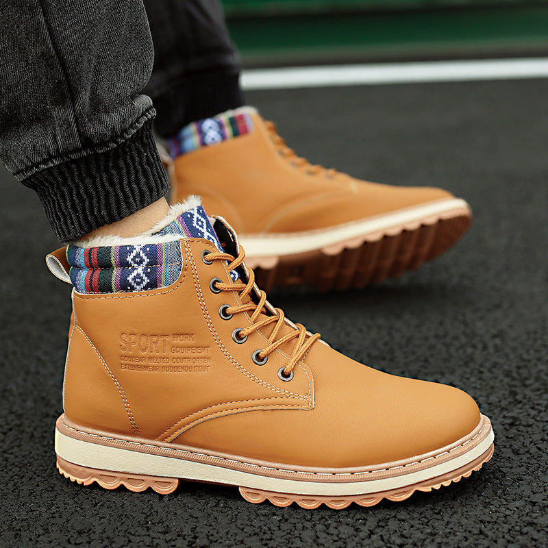 Waterproof Men's Winter Snow Boots with Warm Plush Lining