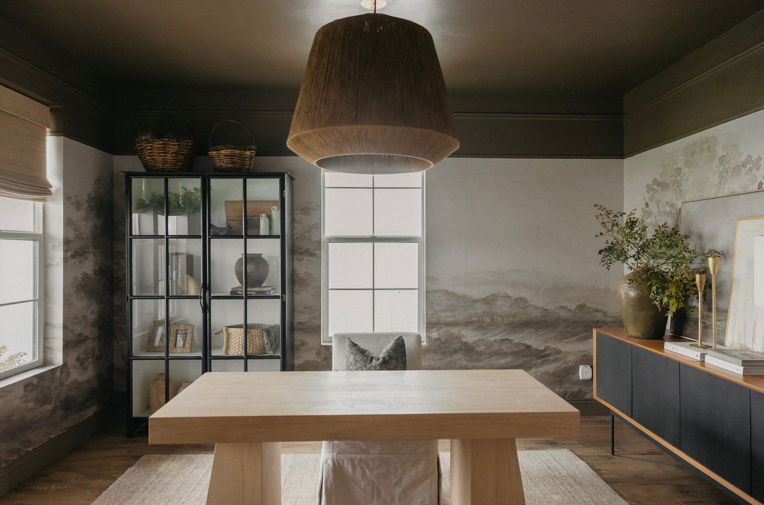 Somerset Fields Nature-Inspired Wallpaper in Taupe and Cream