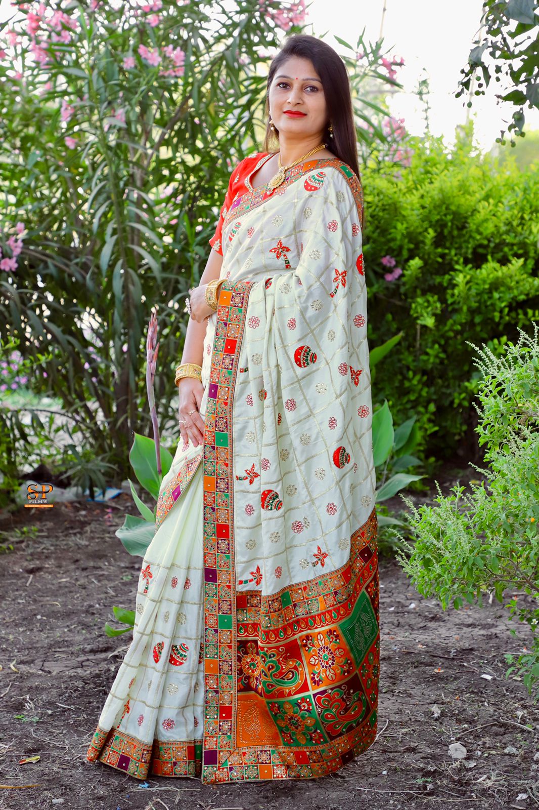 Premium White Dola Silk Saree with Embroidery and Jacquard Lace