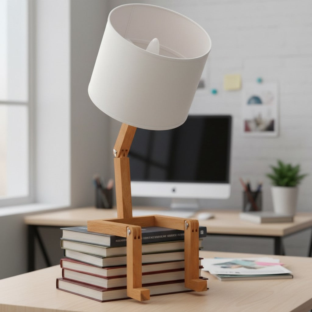 Modern Foldable Wooden Desk Lamp – Minimalist Adjustable Table Light