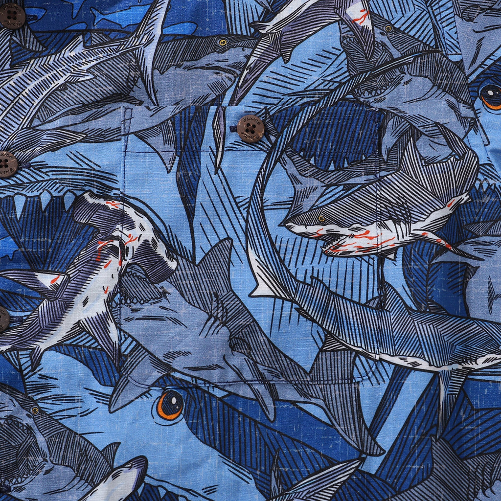 Sharks in Schools Graphic Camp Collar Hawaiian Shirt