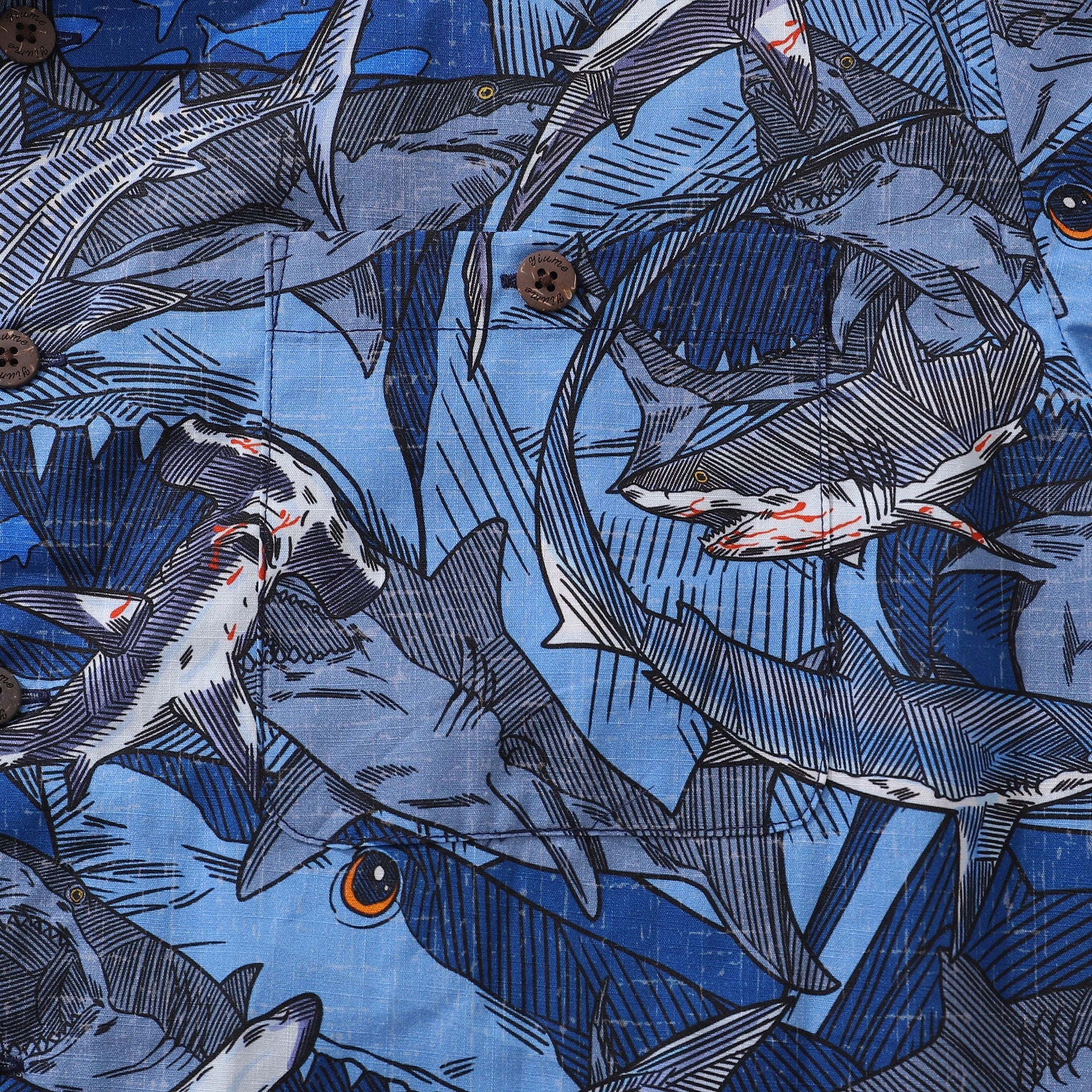 Sharks in Schools Graphic Camp Collar Hawaiian Shirt