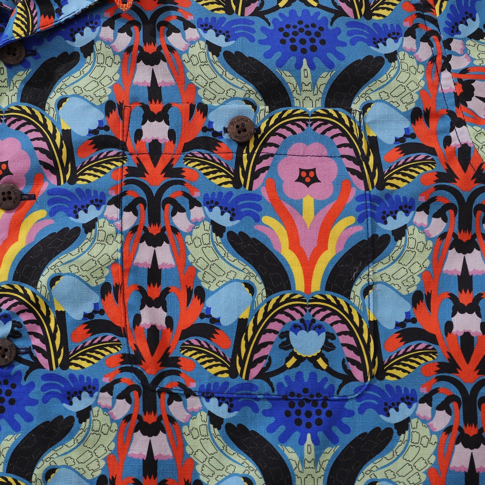 Colorful Flower Wheel Hawaiian Camp Collar Shirt Vintage Tropical