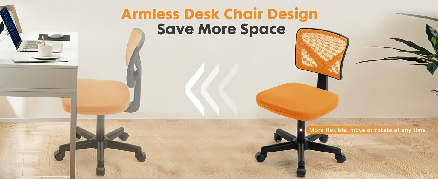 Ergonomic Armless Mesh Swivel Office Desk Chair with Wheels
