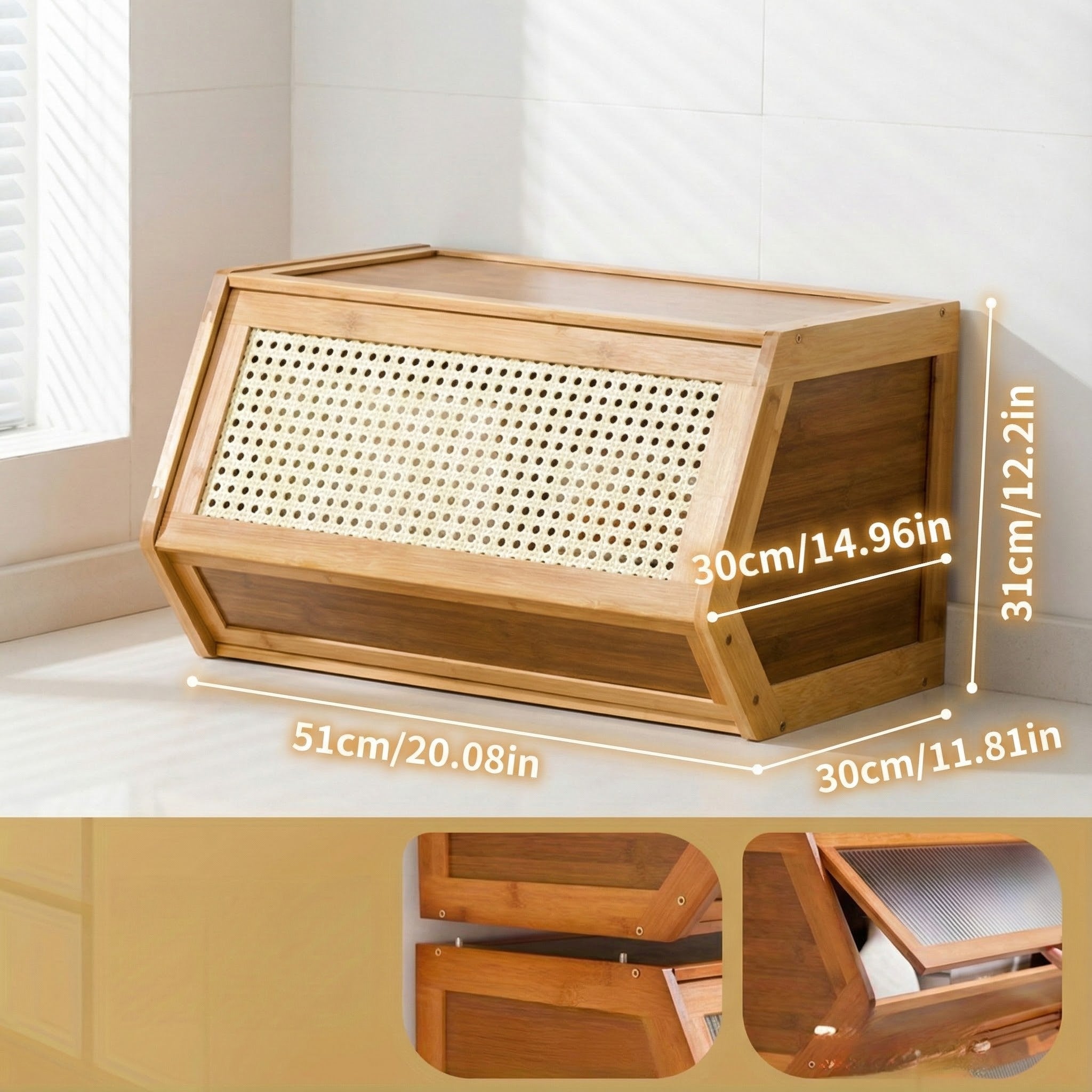 Thin Bamboo Shoe Cabinet with 3 Flip Drawers