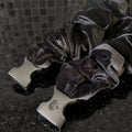 Velvet Black Buckle Scrunchie | Edgy Chic Hair Tie