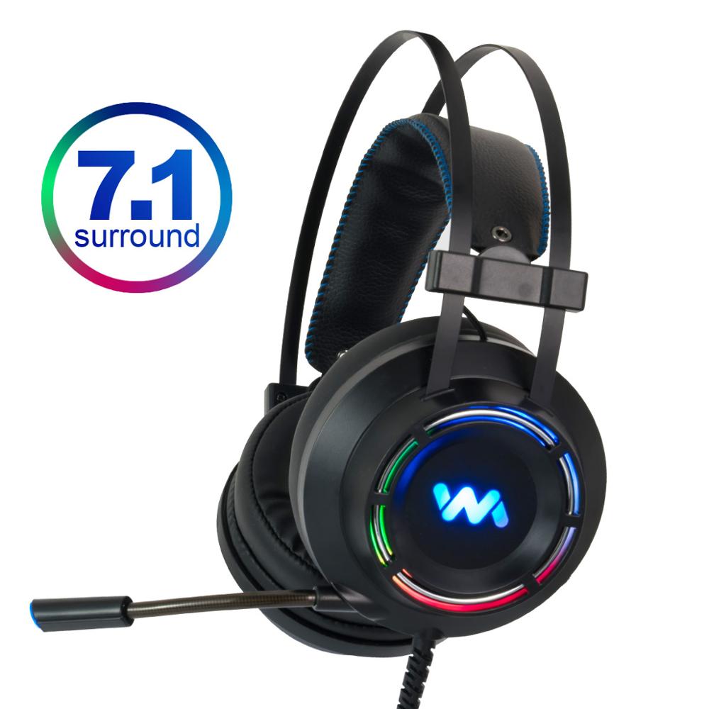 Professional black gaming headset with RGB lighting and noise-canceling microphone