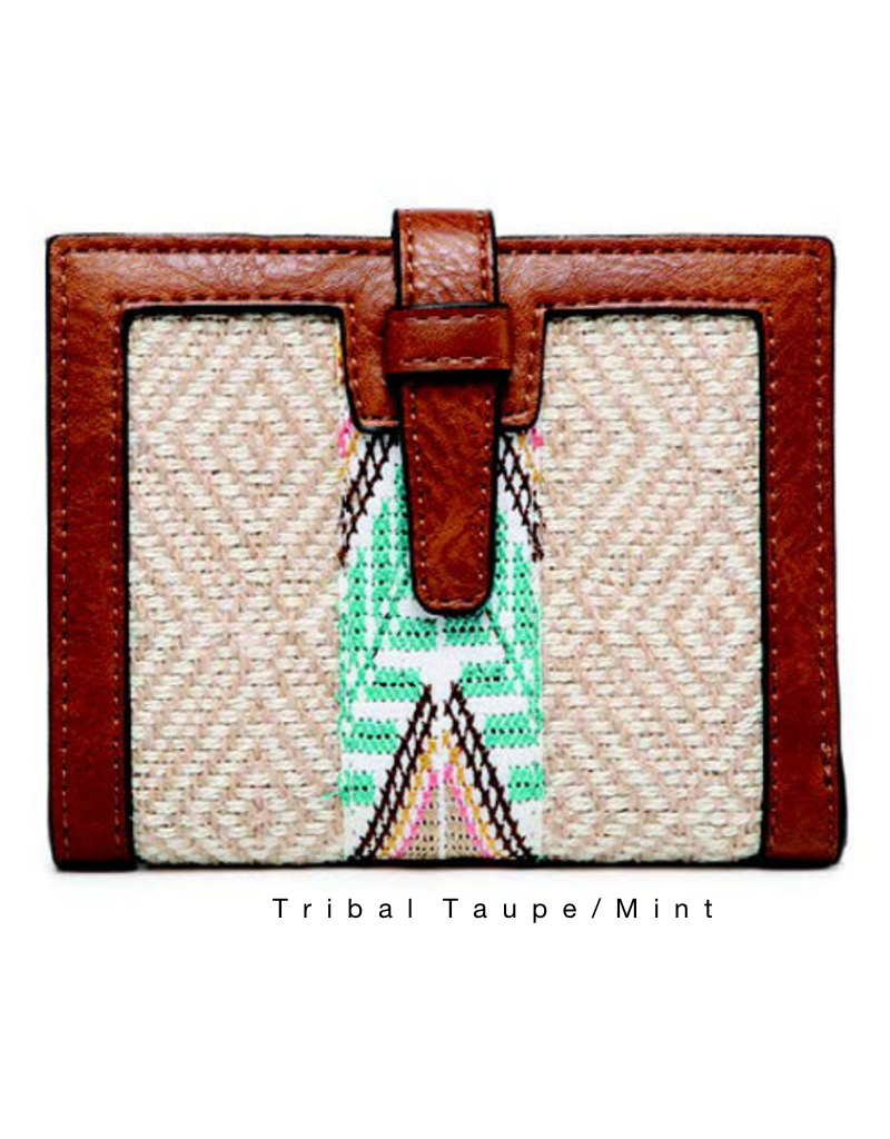 Geometric Leather Wallet - Minimalist Bohemian Small Zip Purse