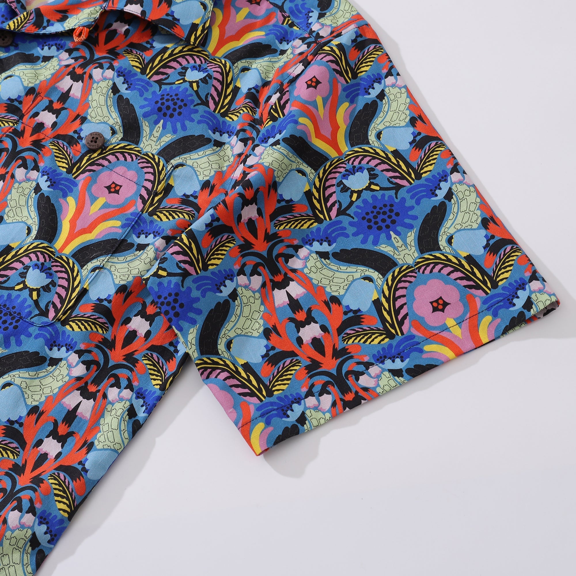 Colorful Flower Wheel Hawaiian Camp Collar Shirt Vintage Tropical