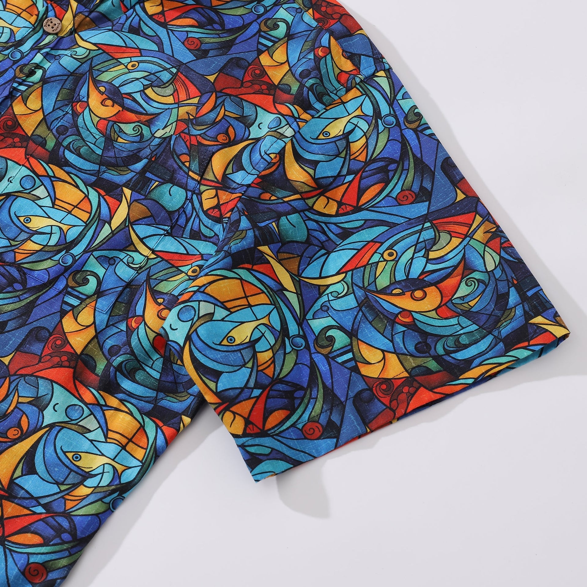 1960s Vintage Men's Cubism Print Cotton Hawaiian Aloha Shirt