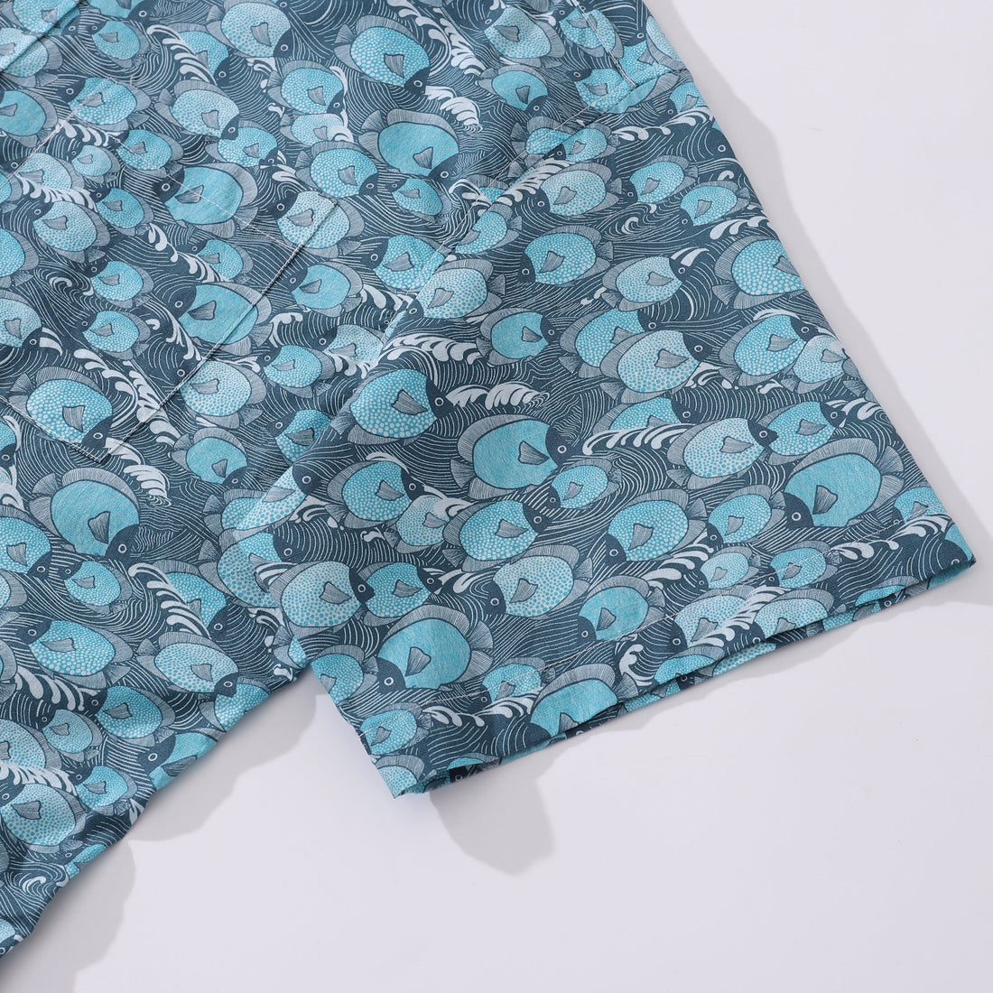 Men's Hawaiian Dottyfish Print Cotton Short Sleeve Aloha Shirt
