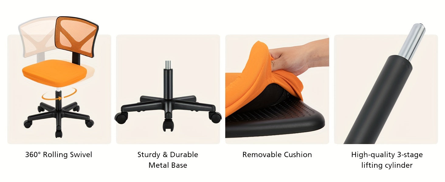 Ergonomic Armless Mesh Swivel Office Desk Chair with Wheels
